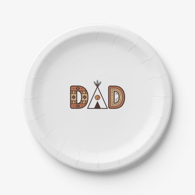 Buntes Dad-Tipi-Buchstaben-Shirt-Design_1 Pappteller (Vorderseite)