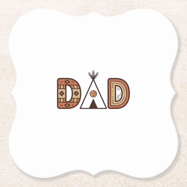 Buntes Dad-Tipi-Buchstaben-Shirt-Design_1 Untersetzer (Vorderseite)