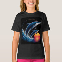 Buntes Delfin-Sonnenuntergangs-Ozean-Design – Mode