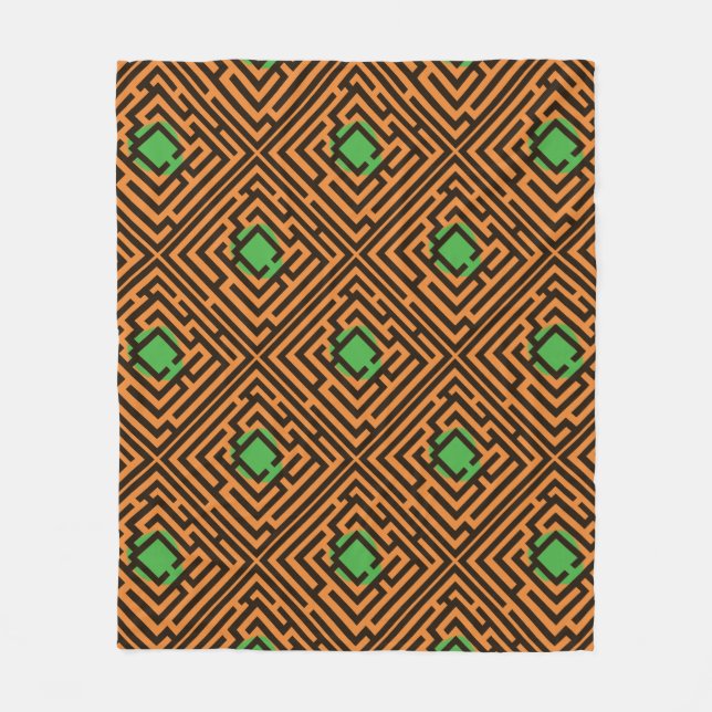 Buntes diagonales Labyrinth-Muster auf Fleecedecke (Vorderseite)