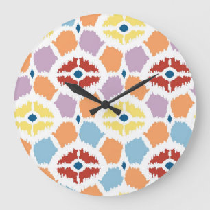 Buntes Diamanten ikat geometrisch Große Wanduhr