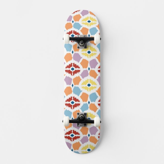 Buntes Diamanten ikat geometrisch Skateboard (Vorderseite)