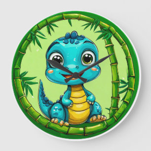 Buntes Dino-Zeitstück Spielgeschenk Dinosaurier Große Wanduhr