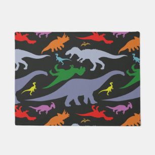 Buntes Dinosaurier-Muster (dunkel) Fußmatte