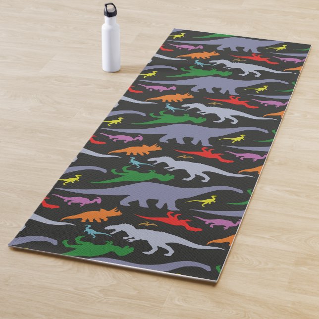 Buntes Dinosaurier-Muster (dunkel) Yogamatte (Beispiel)