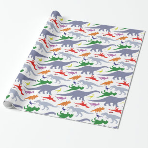 Buntes Dinosaurier-Muster (Licht) Geschenkpapier