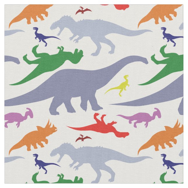 Buntes Dinosaurier-Muster (Licht) Stoff (Nahaufnahme)