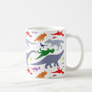 Buntes Dinosaurier-Muster (Licht) Tasse