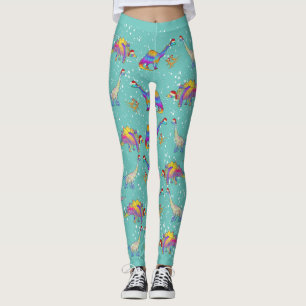 Buntes Dinosaurier-Weihnachten Leggings
