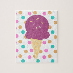 Buntes Eis und Punkte Rosa Blau Bunt Puzzle