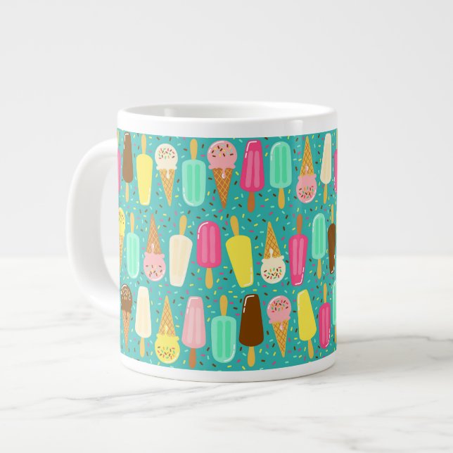 Buntes Eiscrememuster Sommer Jumbo-Tasse (Vorderseite Links)