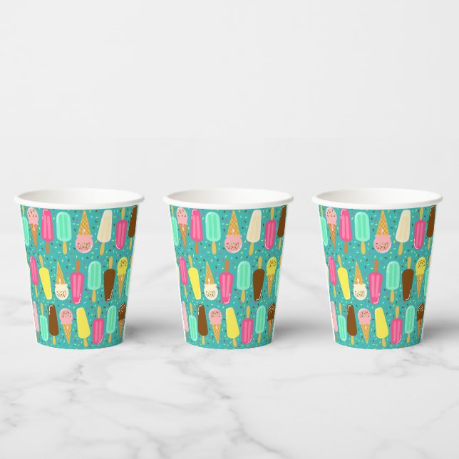 Buntes Eiscrememuster Sommer Pappbecher (Multi)