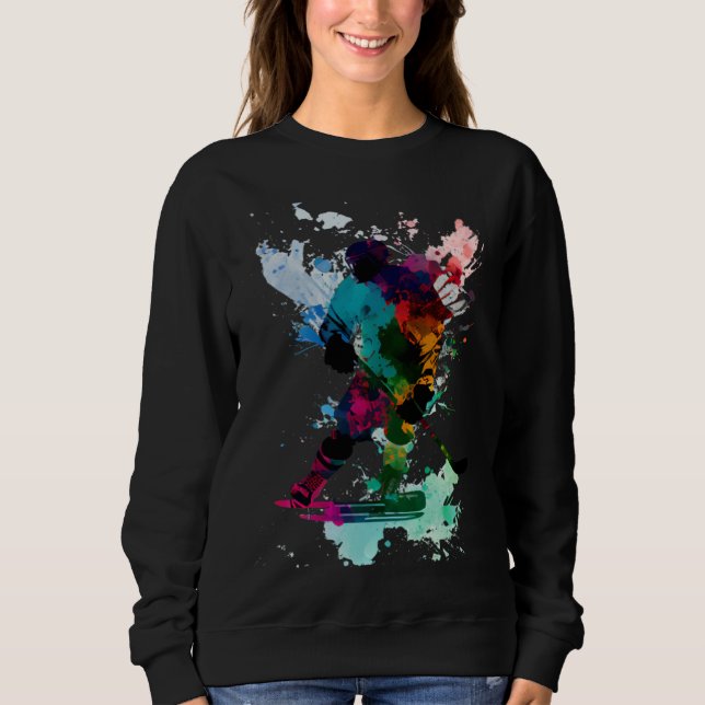 Buntes Eishockey Eishockeyspieler   3 Sweatshirt (Vorderseite)