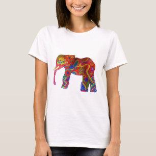 Buntes Elefant-Kleid T-Shirt