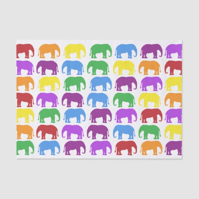 Buntes Elefant-Muster Seidenpapier (Vorderseite)