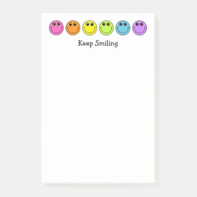 Buntes Emoji stellt behalten das Lächeln gegenüber Post-it Klebezettel (Vorderseite)