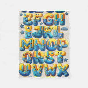 Buntes englisches Alphabet aus Bausteinen Fleecedecke