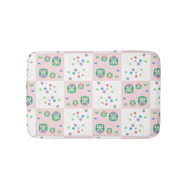 Buntes Eulen-Muster für Kinder 2 Badematte (Vorderseite)