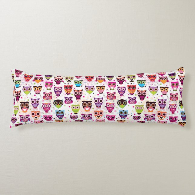 Buntes Eulen-Muster für Kinder 2 Seitenschläferkissen (Vorderseite)