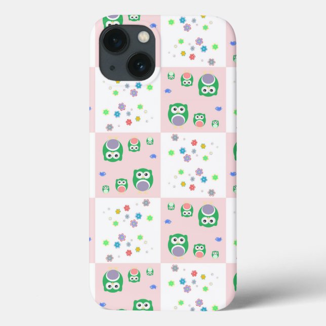 Buntes Eulen-Muster für Kinder Case-Mate iPhone Hülle (Rückseite)