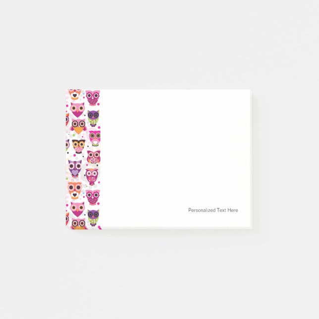 Buntes Eulen-Muster für Kinder Post-it Klebezettel (Vorderseite)