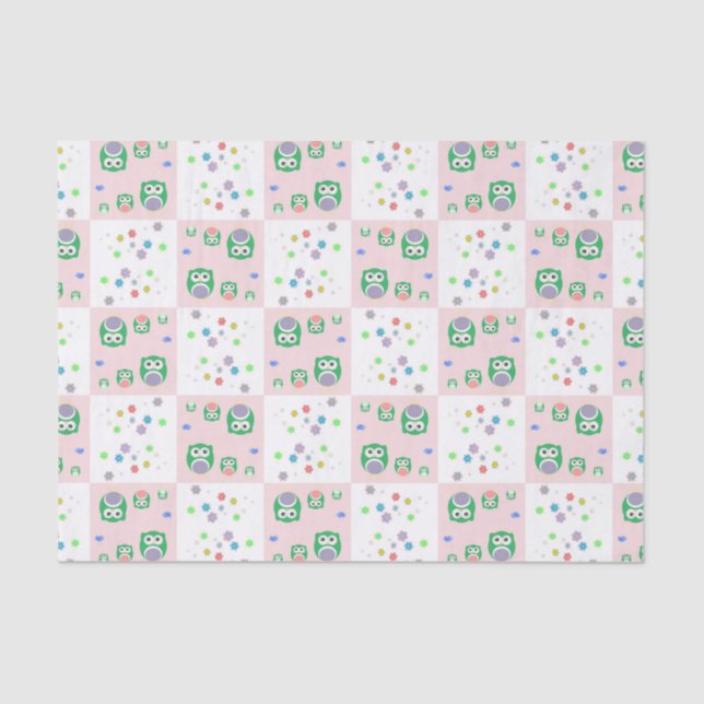 Buntes Eulen-Muster für Kinder Seidenpapier (Vorderseite)