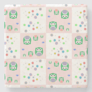 Buntes Eulen-Muster für Kinder Steinuntersetzer