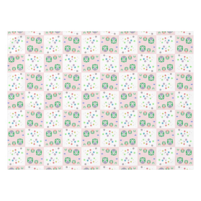 Buntes Eulen-Muster für Kinder Tischdecke (Vorderseite (Horizontal))