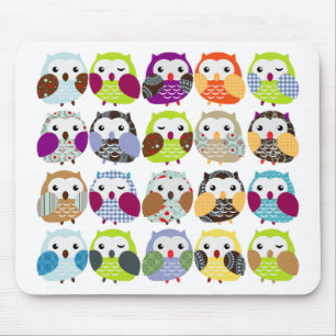 Buntes Eulen-Muster Mousepad
