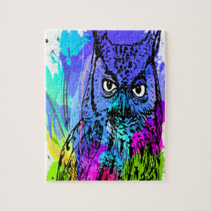 Buntes Eulen-Puzzle mit Geschenkbox Puzzle