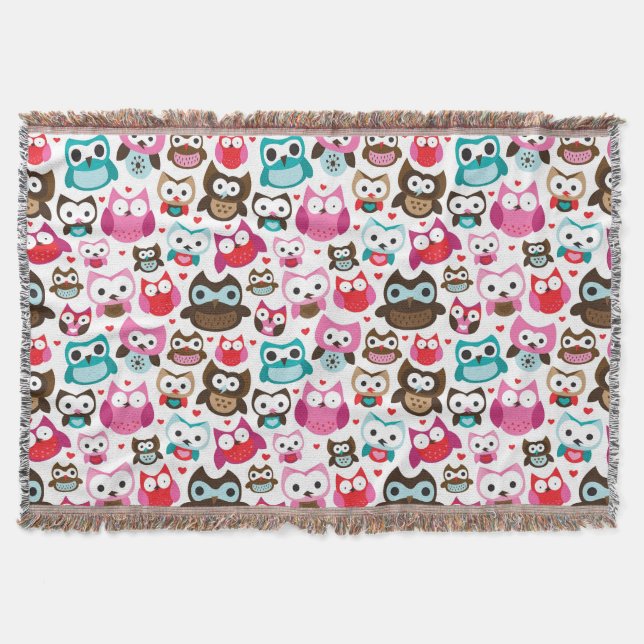 buntes Eulenmuster Decke (Vorderseite)