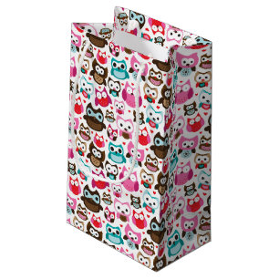 buntes Eulenmuster Kleine Geschenktüte