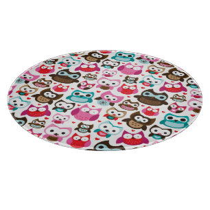 buntes Eulenmuster Schneidebrett