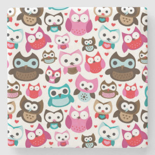 buntes Eulenmuster Steinuntersetzer