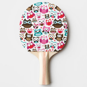 buntes Eulenmuster Tischtennis Schläger