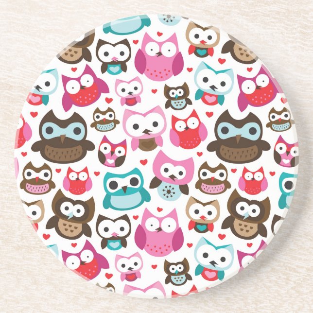 buntes Eulenmuster Untersetzer (Vorne)