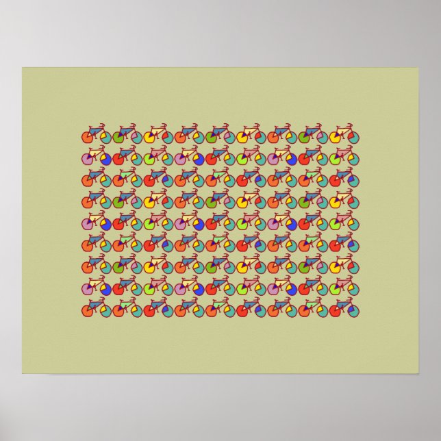 buntes Fahrradmuster Poster (Vorne)