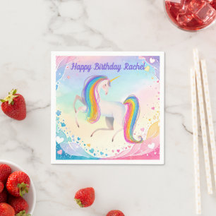 Buntes Fantasy-Einhorn Serviette