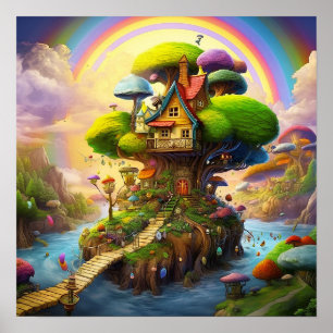 Buntes Fantasy-Land Poster
