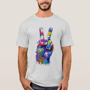 Buntes Farb-Tropf-Friedenszeichen Graffiti Streetw T-Shirt