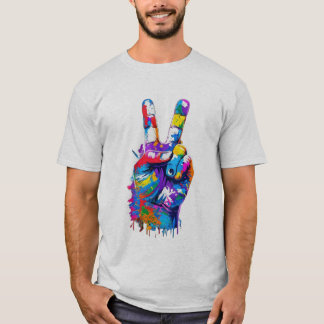 Buntes Farb-Tropf-Friedenszeichen Graffiti Streetw T-Shirt