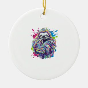 Buntes Faultier Süßes Tier Kunst Lustiges Grafik T Keramik Ornament