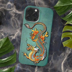 Buntes Feuer-Drachen-Tattoo-Art iPhone 12 16 Pro Max Hülle