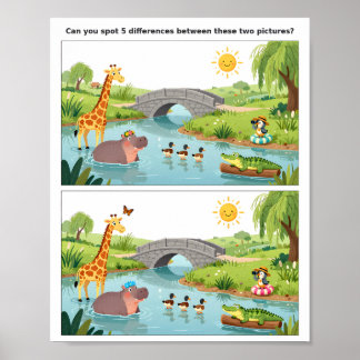 Buntes Finde-die-Unterschiede-Puzzle-Poster  Poster