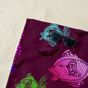 buntes Fischhandtuch Strandtuch