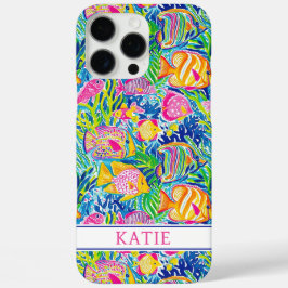 Buntes Fischmonogramm iPhone 16 Pro Max Hülle