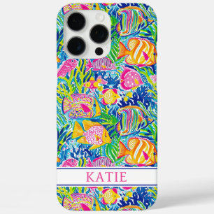Buntes Fischmonogramm iPhone 16 Pro Max Hülle
