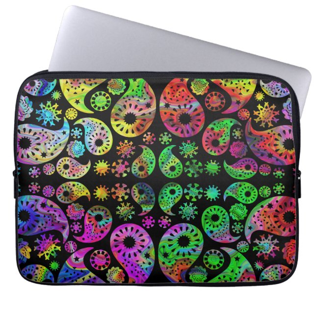 Buntes flippiges Paisley-Muster Laptopschutzhülle (Vorderseite)