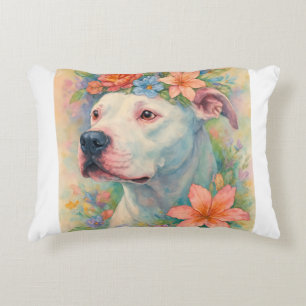 Buntes florales Pit-Bull-Porträt All-Over-Print Dekokissen