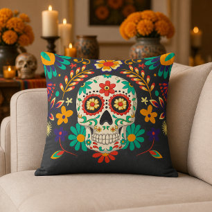 Buntes florales Totenkopf-Zuckerschädel zum Tag de Kissen